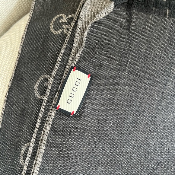 Gucci Charcoal and Light Gray Patterned Scarf - Picture 4 of 11